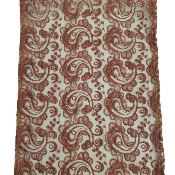 Embroidered Fringe Scarf Women Rayon Polyester 72 x 8.5 Shawl Wrap Paisley - Picture 2 of 9